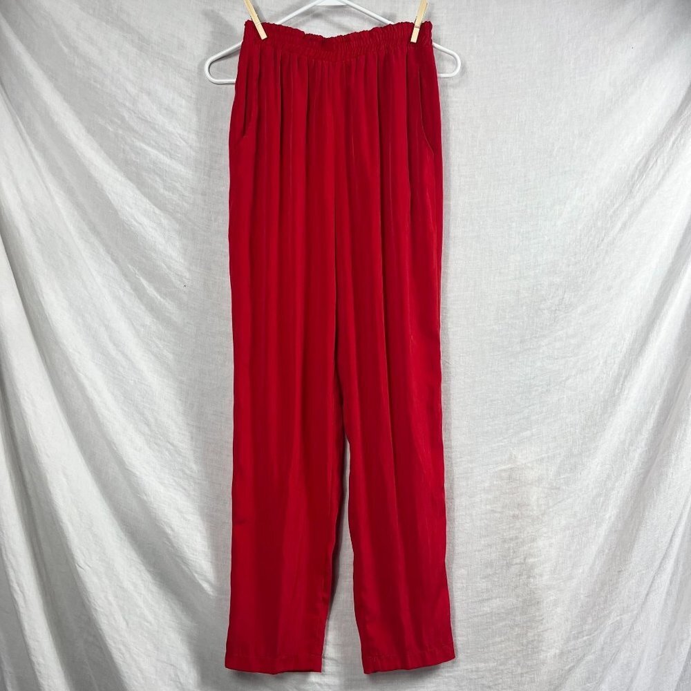 Vintage Saint Germain Paris Faux Silk Pull On Pants Women S Joggers Track Lounge
